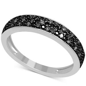 Black Diamond Pavé Band (1/6 ct. t.w.) in Sterling Silver Size 7